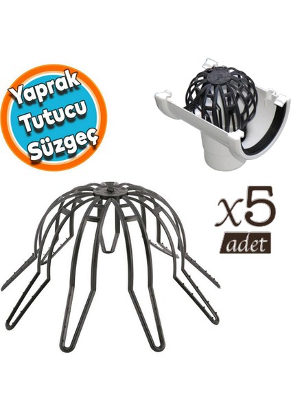 Yaprak Tutucu Ahtapot Oluk Gideri Pislik Tutucu Ahtapot Yaprak Tutucu Ø70-100 Lük Pimaş Için 5 Adet