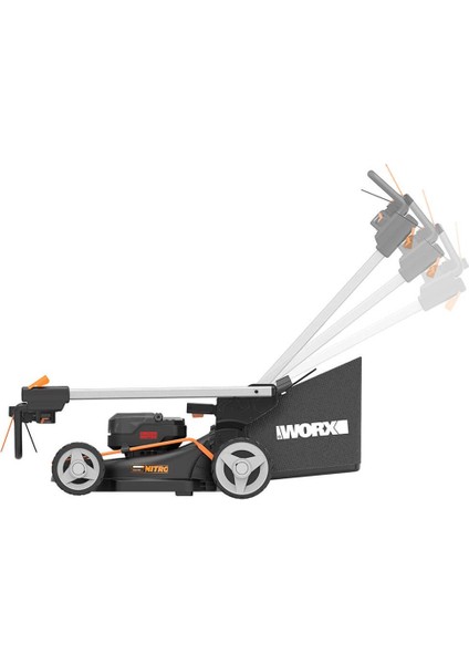 Worx WG749E 40VOLT 4.0AH. Li-Ion 46CM Profesyonel Kömürsüz Şarjlı Çim Biçme modelleri