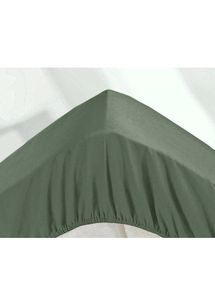 Makiteks %100 Pamuklu Yeşil 120X200+50X70 cm Tek Kişilik Lastikli Çarşaf Takımı
