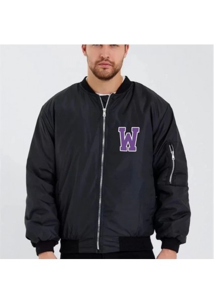 Mdb Unisex Uzun Kol Baskılı Bomber Ceket Iyah