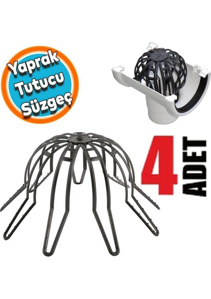 Yaprak Tutucu Ahtapot Oluk Gideri Pislik Tutucu 4 Adet Q70 - Q100 Lük Pimaş Gider Tutucu 4 Adet