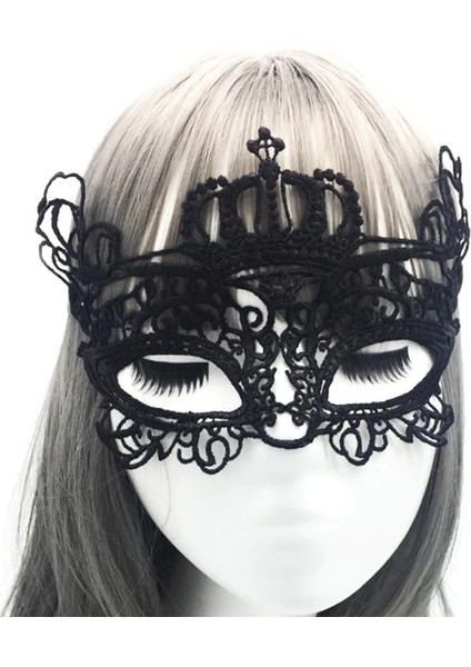 Siyah Dantel Kesim Dantel Işlemeli Balo Parti Maskesi 9