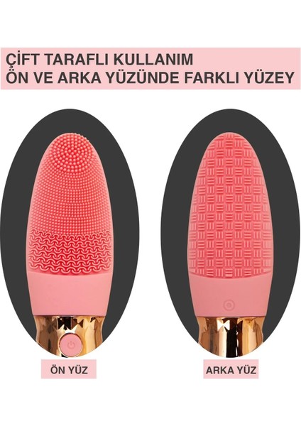 Derin Gözenek Temizliği Için Ince Kaba Silikon Uçlu Elektrikli Yüz Temizleme Fırçası