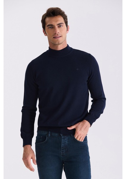 Lacıvert Slim Fit Yarım Balıkçı Yaka Erkek Triko indirimleri