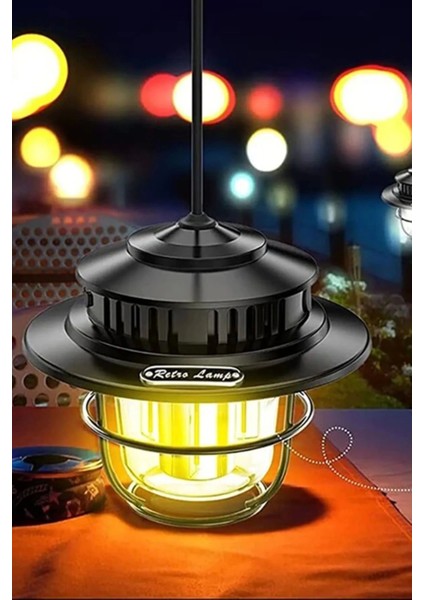 Taşınabilir Retro Fener Su Geçirmez Dış Mekan Güçlü LED Kamp Bahçe Feneri Dekor