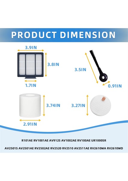Filtre Değiştirme Parça Aksesuarları Köpekbalığı Iq R101AE Için Uyumlu RV1001A RV100AE AV912S AV1002AE (Yurt Dışından) fiyatları