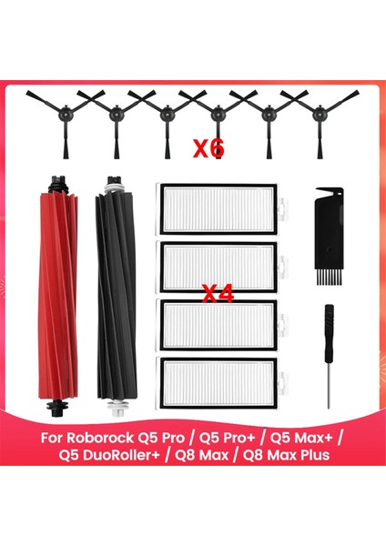 Roborock Q5 Pro / Q5 Pro+ / Q5 Max+ / Q5 Duoroller+ / Q8 Max / Q8 Plus Vakum Süpürge Aksesuarları Fırça Filtreleri (Yurt Dışından)