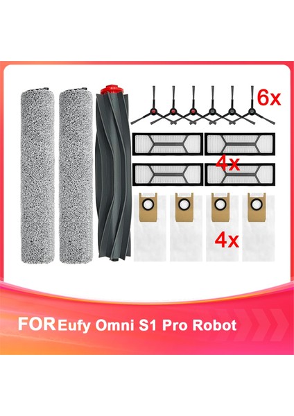 S1 Pro Yedek Parçalar Aksesuarlar Vakum: Ana Fırça X1, Yan Fırça X6, Yıkanabilir Filtre X4, Toz Çantası X4, Rolling Mop X3 (Yurt Dışından)