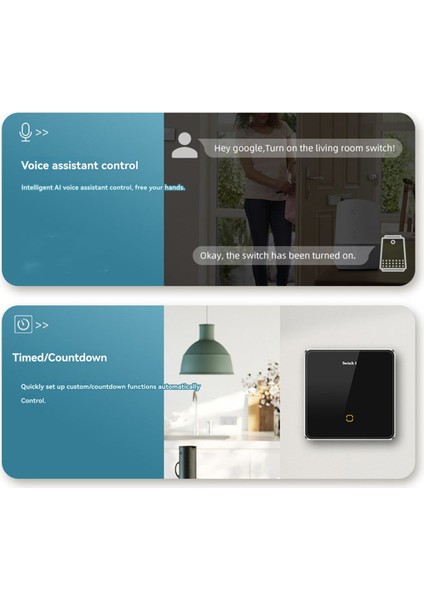 Tuka Akıllı Ev Wifi Ekran Işık Anahtarı Cam Dokunmatik Anahtar Google Alexa Üç Yönlü Anahtar Siyah (Yurt Dışından) fırsatları
