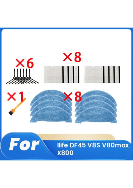 23 Pcs Ilıfe DF45 V8S V80MAX X800 Robot Vakum Süpürge Parçaları Yedek Filtre Yan Fırça Bezi (Yurt Dışından)