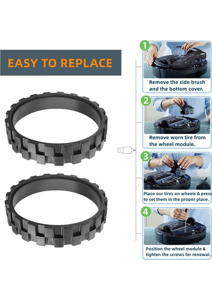 Irobot Roomba Vakumu Için Yedek Lastikler 500, 600, 700, 800, 900, E5, E6, I7 Serisi (Yurt Dışından) modelleri