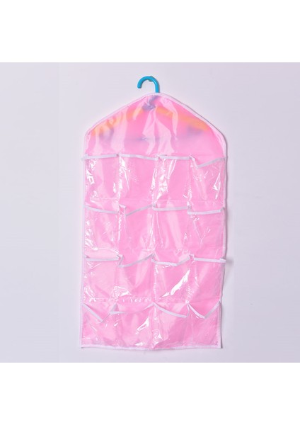 Pembe Tarzı Taşınabilir 16 Bölme Katlanabilir Gardırop Duvar Kapı Arkası Askılık Çamaşır Askılığı (Yurt Dışından)