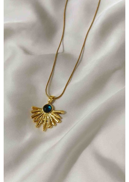 Altın Renk Güneş Işığı Tasarım Kadın Çelik Kolye