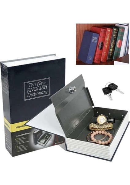 Kitap Görünümlü Gizli Kasa Anahtarlı Çelik Mini Kasa Kilitli Değerli Eşya Kutusu fiyatları