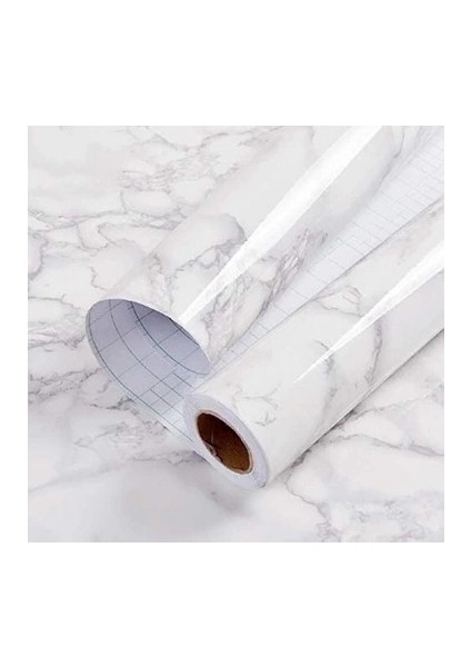 Beyaz Desenli Yapışkanlı Tezgah Folyosu (3 Mt.x 60 Cm)