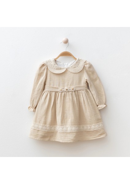 Papatya Düğmeli Kız Bebe Elbise
