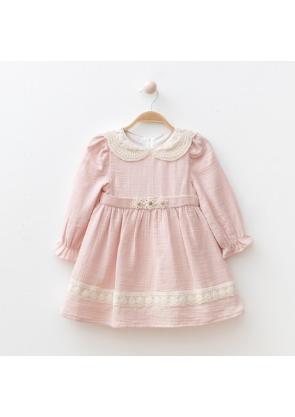 Papatya Düğmeli Kız Bebe Elbise