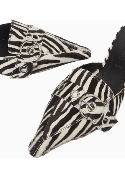 Aeyde Danielle Zebra Baskılı Ponyhair Mules, El Yapımı Italyan Tasarımı fırsatları