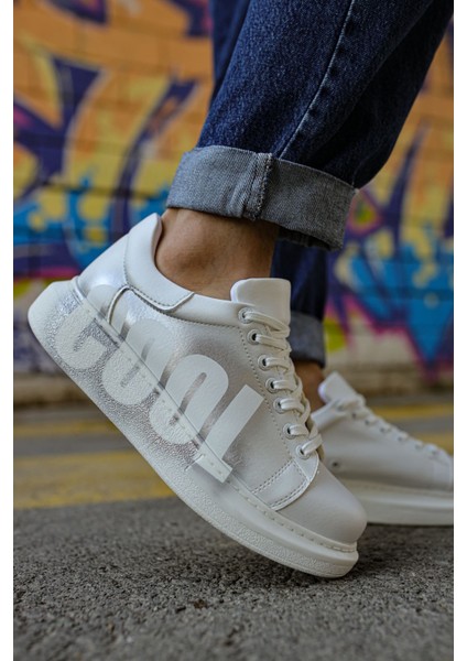 Pittura Özel Baskılı Erkek Sneaker Beyaz Gümüş fiyatları