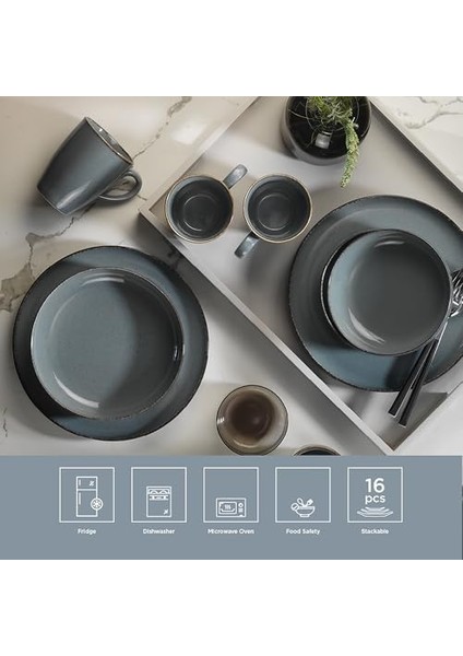 Porselen Moderna 4 Kişilik 16 Parça Yemek Takımı 730P01 Mavi fiyatları
