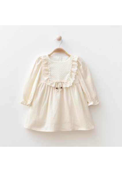 Fırfırlı Fiyonklu Kız Bebe Elbise
