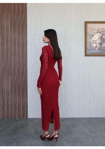 Tek Omuz Dantelli Elbise indirimleri