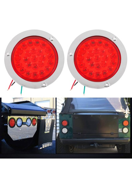 4 Paket Yuvarlak LED Römork Tail Işıkları Kırmızı 24 LED Flanş Montaj Su Geçirmez Krom 4 Inç Fren Durdurma Dönüşü Işıkları (Yurt Dışından) fırsatları
