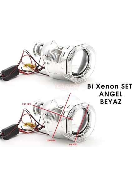 12V Bi-Xenon Angel Mercekli Beyaz (H1-Ampulsüz) (8 Köşe) (2 Ad)