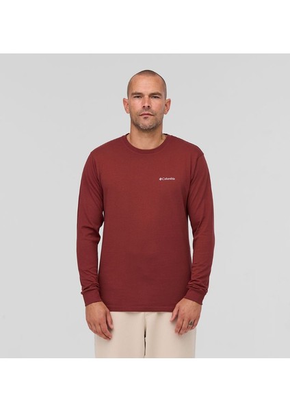 Csc M Basic Sm Logo Ls Tee Bordo Erkek Outdoor Tshirt CS0354