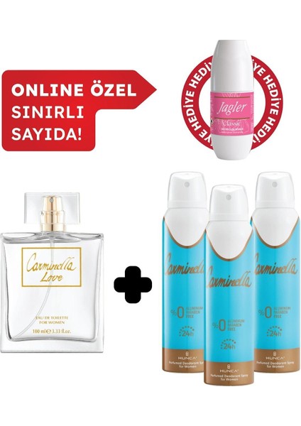 Kadın Edt Parfüm 100 ml & Deodorant 3*150 ml Avantajlı Set, Roll On Hediyeli