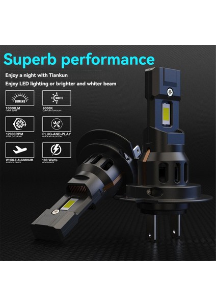 2pcs 3300LM H7 LED Far Ampulü Kablosuz 66W Csp Otomatik Far Otomatik Diyot Lambaları H7 Turbo LED 12V 6000K (Yurt Dışından) modelleri