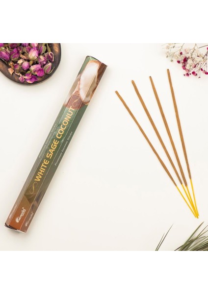 Beyaz Adaçayı & Hindistan Cevizi Aromalı Premium Çubuk Tütsü