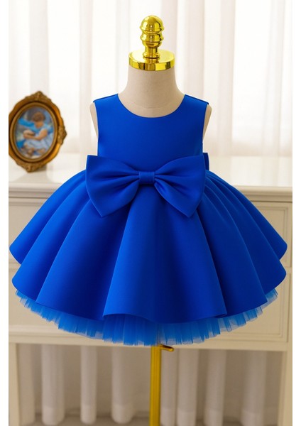 Kız Bebek Seda Model Saks Mavi Doğum Günü Elbise