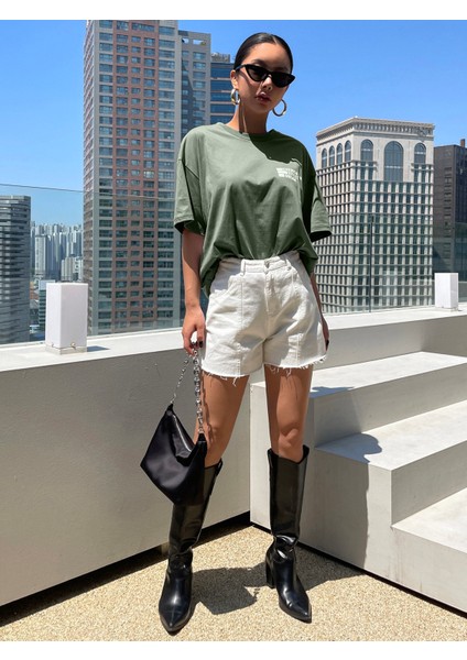 -Kadin Siyah California Baskılı T-Shirt Ünisex modelleri