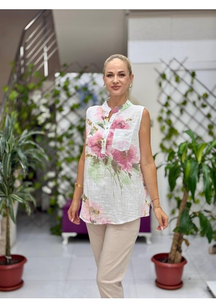 LS8819A Kolsuz Pamukketen Cepli Italyan Bluz Beyaz fırsatları