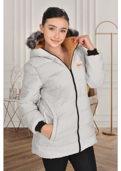 Kız Çocuk Kışlık Mont Kürk Kapüşonlu Uzun Mont (Basen Diz Arası BOY)-MNT-0010 modelleri