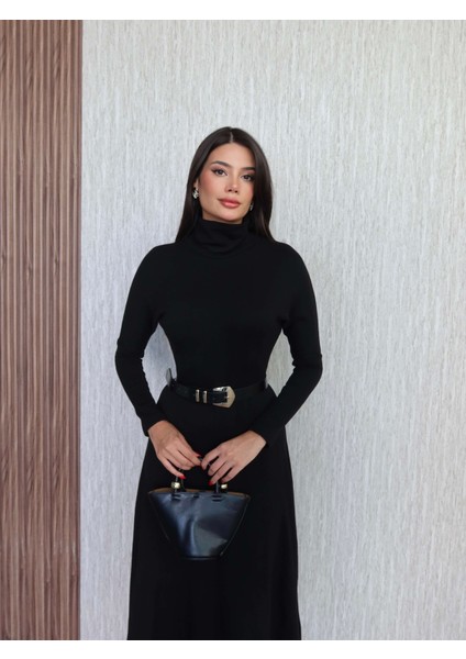 Dik Yaka Uzun Triko Elbise fiyatları