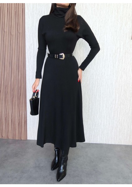 Dik Yaka Uzun Triko Elbise modelleri