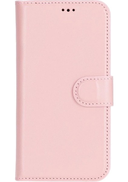 Apple iPhone 16 Uyumlu, Hakiki Deri, El Yapımı, Cüzdanlı Kılıf, Toz Pembe fırsatları