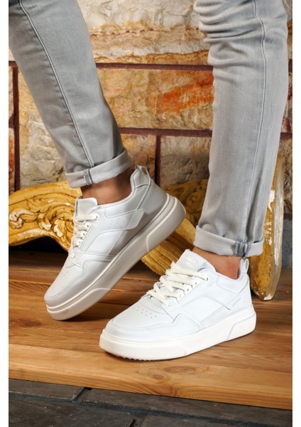 Jack&lion Erkek Beyaz Ortopedik Günlük Şık Tasarımlı Rahat Kalıp Sneaker Ayakkabı EFGJLMX31