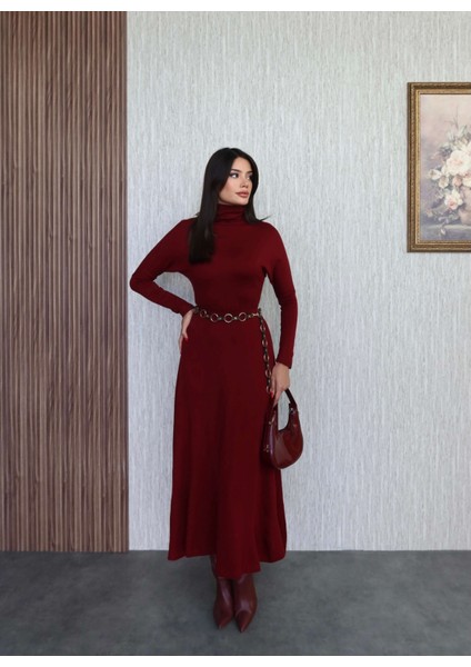 Dik Yaka Uzun Triko Elbise fiyatları