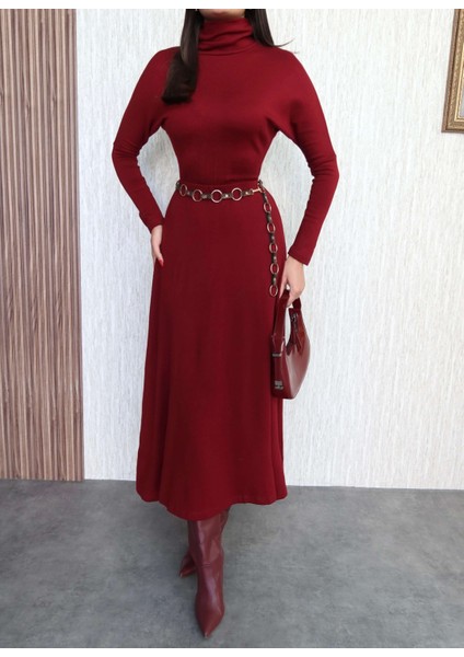 Dik Yaka Uzun Triko Elbise modelleri