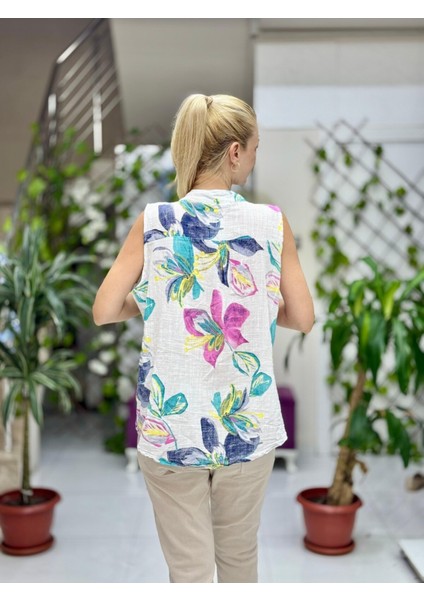 LS8819B Kolsuz Pamukketen Cepli Italyan Bluz Beyaz modelleri