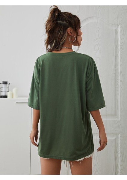 -Kadin Siyah California Baskılı T-Shirt Ünisex modelleri