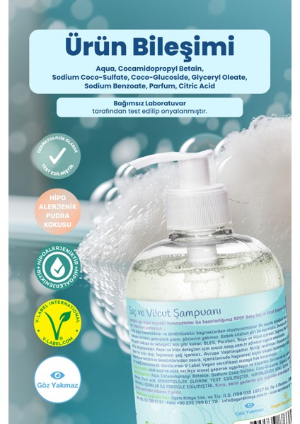 Baby Bebek Saç Ve Vücut Şampuanı 500 ml | Vegan Ve Hipoalerjenik Pudra Kokulu | Göz Yakmaz | SLES Paraben Boya Alkol İçermez fiyatları