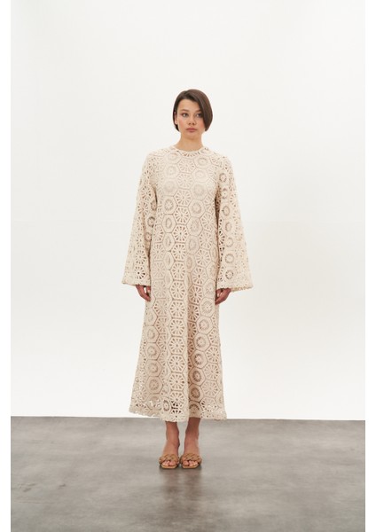 Dantel Elbise Bej