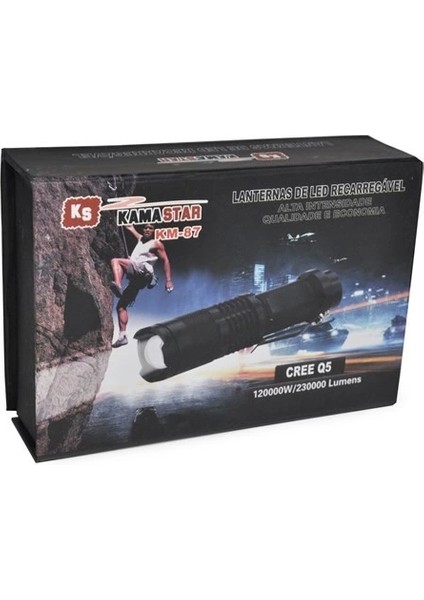 Km 87 Polis Tipi Zoomlu Şarjlı Metal Dağ Kamp Cep Feneri ( Lisinya ) indirimleri