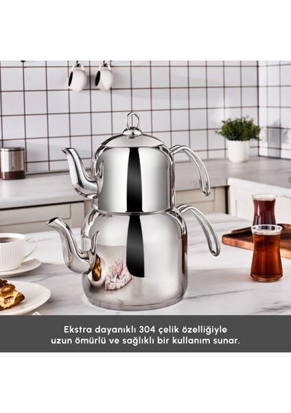 Deren Devrilmez Maxi Boy Indüksiyon Tabanlı Çaydanlık Takımı indirimleri