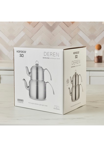 Deren Devrilmez Maxi Boy Indüksiyon Tabanlı Çaydanlık Takımı