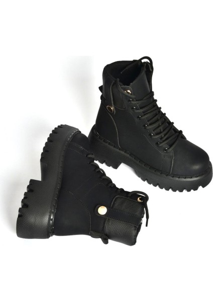 R973970101 Siyah Nubuk Kalın Tabanlı Kadın Postal Bot